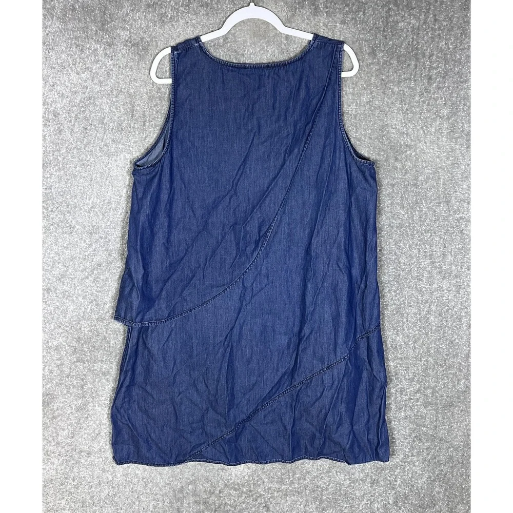 Eloquii Chambray Tunic Top Womens Size 20 Blue Sleeveless Asymmetrical Hem